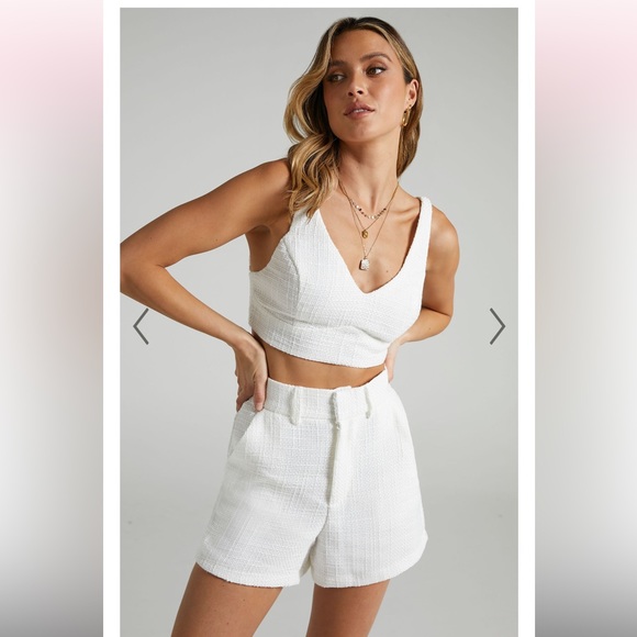 Showpo MELBOURNE TWO PIECE SET - TWILL TWO PIECE SHORT SET IN WHITE - Picture 2 of 4